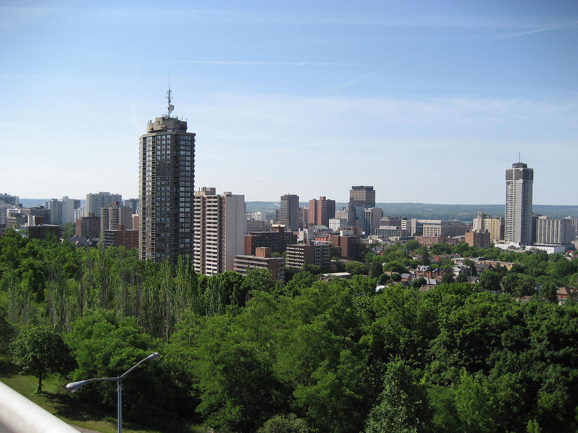 Hamilton, Ontario skyline with the escarpment