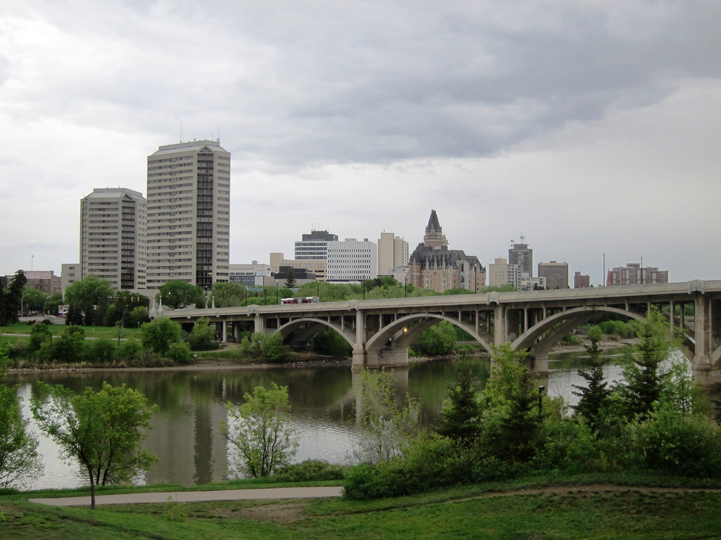 Saskatoon skyline and the South Saskatchewan River
