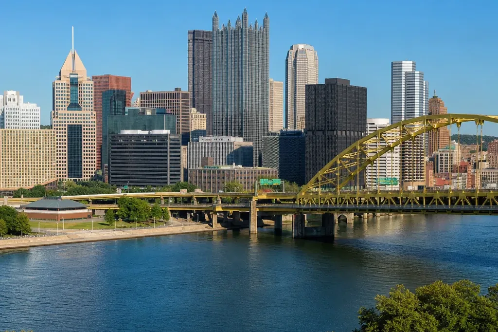 Pittsburgh skyline viewed from across the river, a major Pennsylvania origin city for moves to Canada
