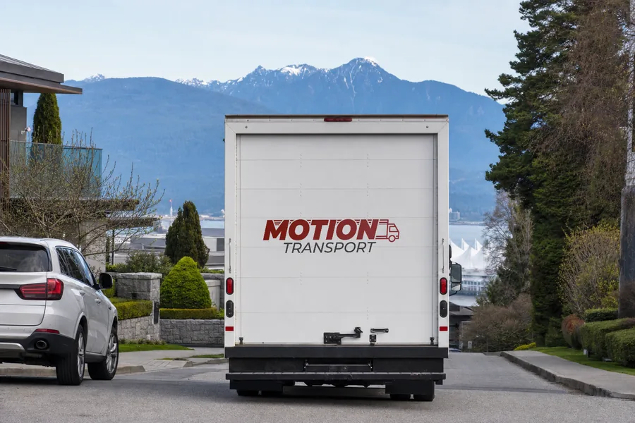 A Motion Transport truck delivering in Vancouver