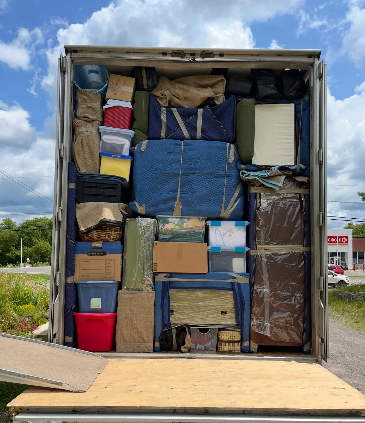 Furniture wrapped and loaded inside a Motion Transport truck
